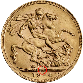 Reverse: George V 1924 Gold Sovereign SA (Pretoria Mint)
