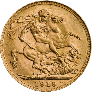 Reverse: George V 1919 Gold Sovereign P (Perth Mint)