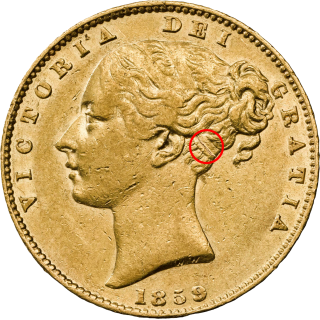 Obverse: Victoria 1859 Gold Sovereign 