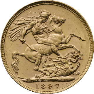Reverse: Victoria 1897 Sovereign M (Melbourne Mint)