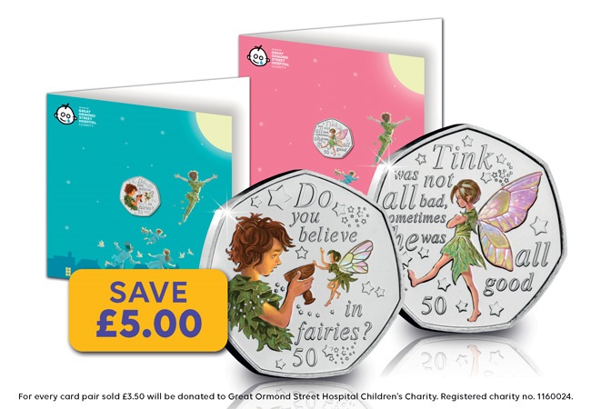 SAVE £5.00 - Limited Edition Peter Pan Colour 50p Notecard Pair