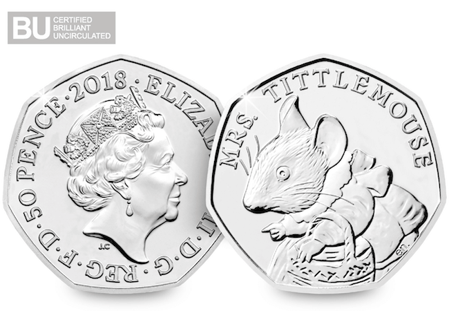 Order the 2018 UK Mrs. Tittlemouse CERTIFIED BU 50p