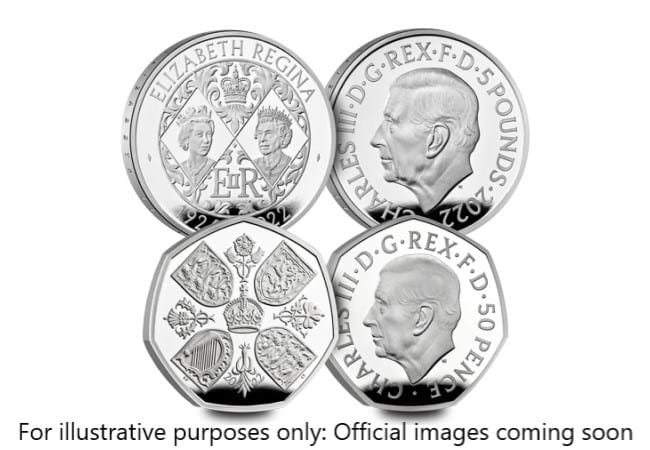 UK 50p & £5 BU Pack Pair: First Official Portrait of King Charles III