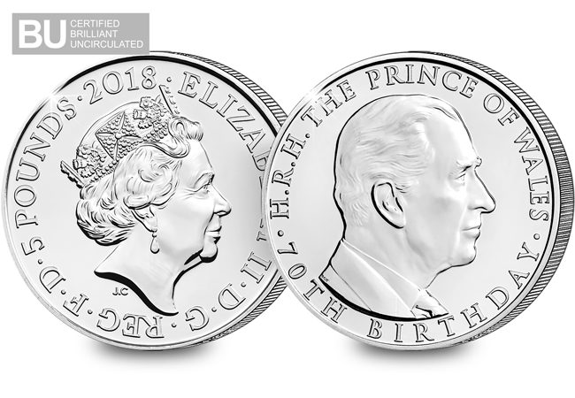 2018 UK Prince Charles' 70th Birthday CERTIFIED BU £5