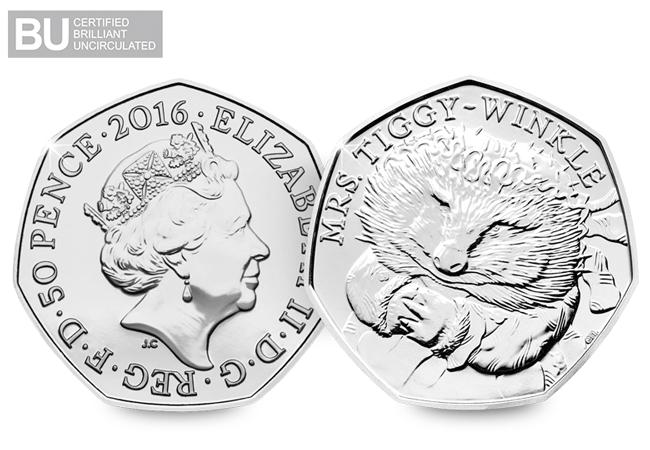 2016 UK Mrs Tiggy-Winkle CERTIFIED BU 50p