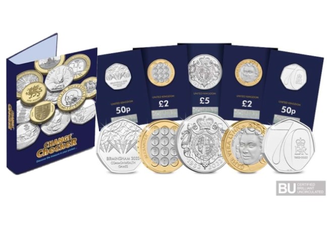 Five BU 2022 Commemorative Coins in Change Checker Album