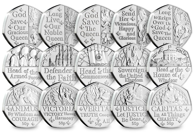 Own all Fifteen 50p Coins issued for the Platinum Jubilee