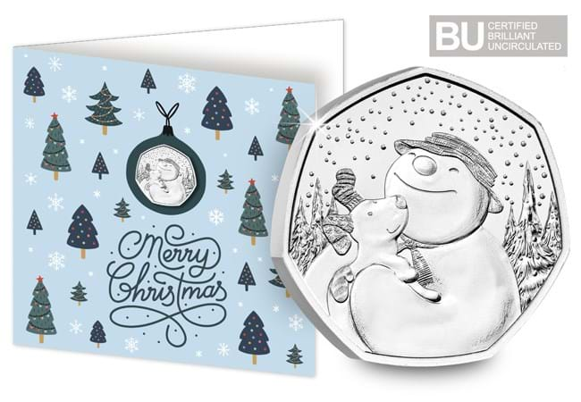 The Snowman™ and The Snowdog Certified BU 50p Christmas Card