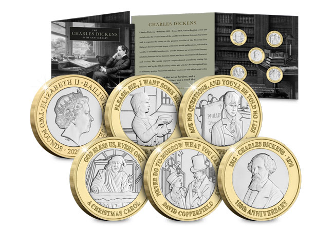 FIVE £2 coins mark the 150th Anniversary of Charles Dickens