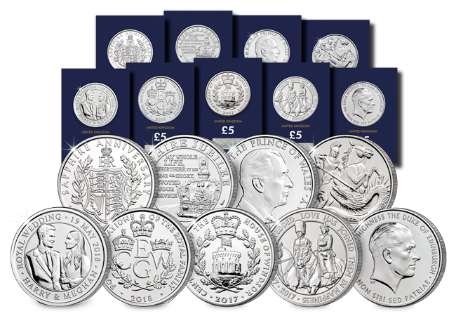 UK House of Windsor Set of 9 CERTIFIED BU £5 Collection