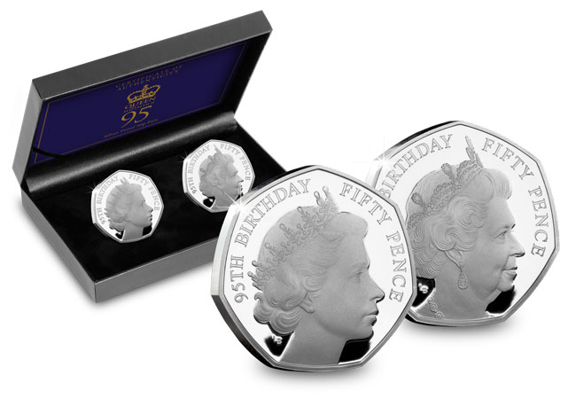 Silver 50p Pair issued to mark Her Majesty’s 95th Birthday