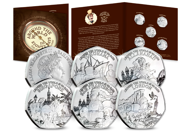 WORLD FIRST: Around the World in 80 Days Brilliant Uncirculated 50p Set