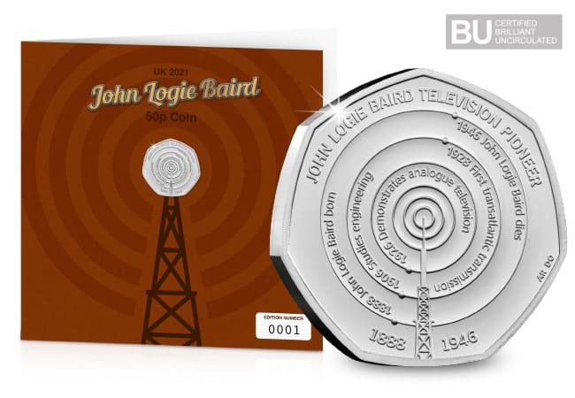 JUST 4,995 available - Limited Edition John Logie Baird 50p Display Card