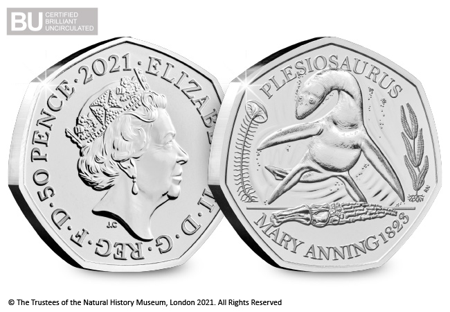 2021 UK Plesiosaurus CERTIFIED BU 50p