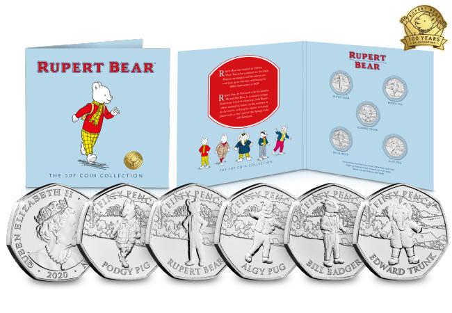 Own ALL FIVE Rupert Bear 50p Coins issued for 2020