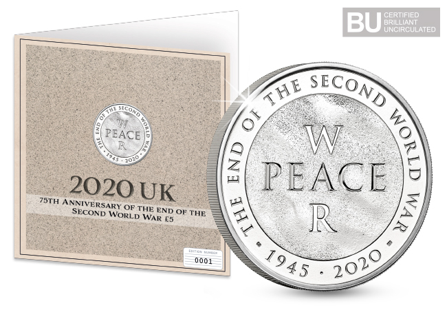 LIMITED EDITION 2020 UK 75th Anniversary of the End of WWII £5 Display Card