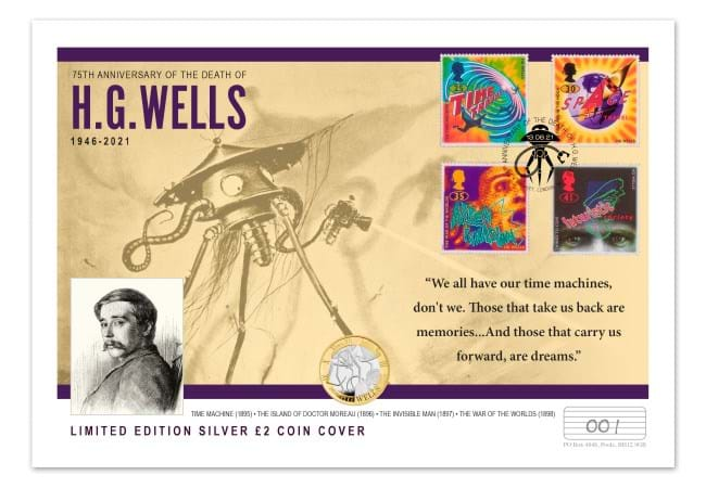 UK SILVER £2 Coin Cover celebrating H.G. Wells