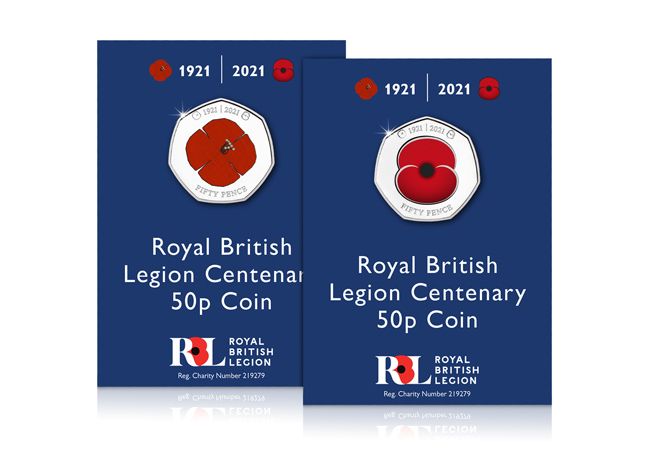 The Official RBL Centenary Poppy 50p Colour Pair