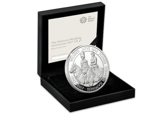 Secure the Limited Edition UK Platinum Wedding Anniversary £5 Silver Proof Coin