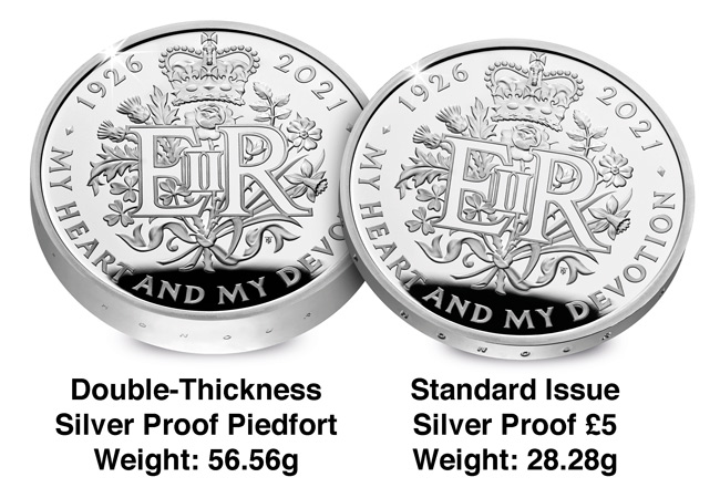 Extremely limited – Silver Piedfort £5 marking the Queen’s 95th birthday