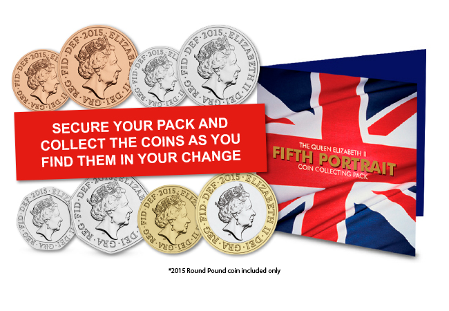 Collect all 8 coins with the Queen's latest portrait from your change for £5.99