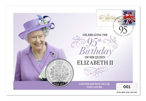 ONLY 495 UK Silver £5 Coin Covers available to mark the Queen’s 95th birthday