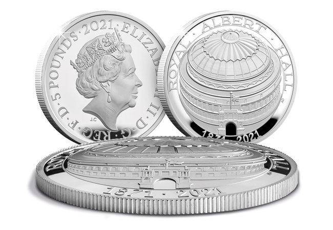 UK £5 FIRST! Silver Domed Royal Albert Hall Coin