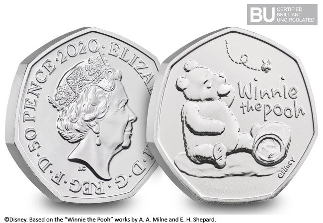 2020 UK Winnie the Pooh CERTIFIED BU 50p