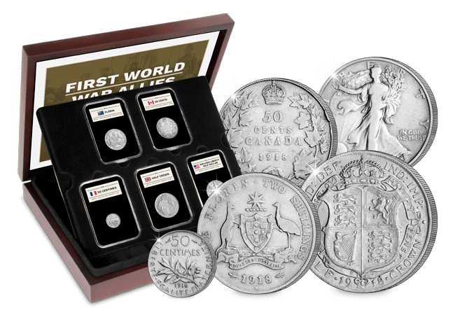 Own The First World War Allies Five Coin Silver Set