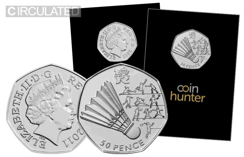 Olympic Badminton 50p Circulated Coin [Coin Hunter card]