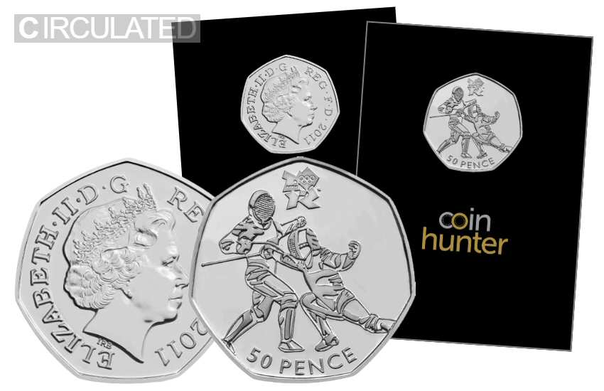 Olympic Fencing 50p Circulated Coin [Coin Hunter card]