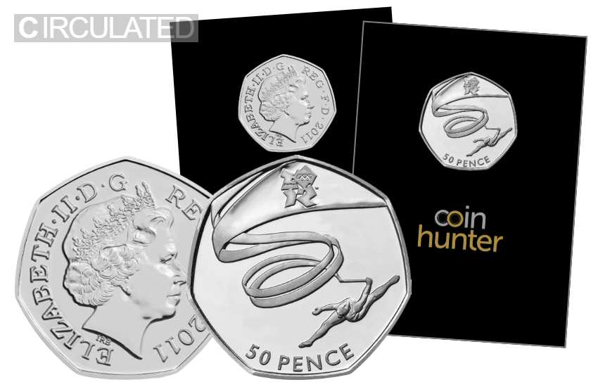 Olympic Gymnastics 50p Circulated Coin [Coin Hunter card]