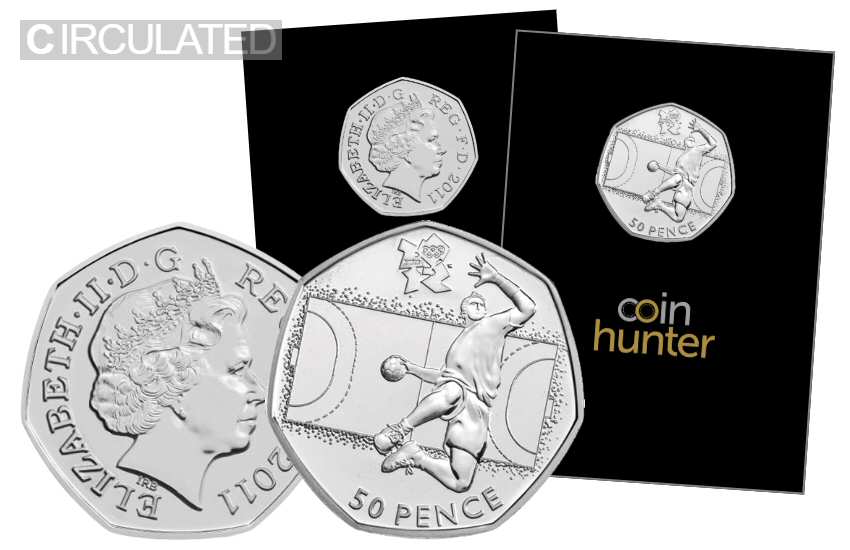 Olympic Handball 50p Circulated Coin [Coin Hunter card]
