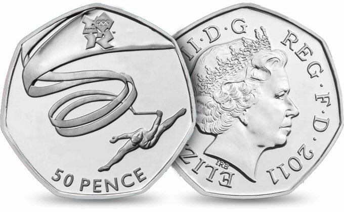 Circulation 50p Coin: 2011 London 2012 Olympic Gymnastics