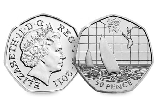Circulation 50p Coin: 2011 London 2012 Olympic Sailing