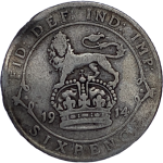 1914 George V Silver Sixpence