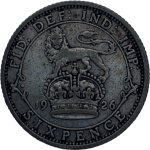 1926 George V Silver Sixpence