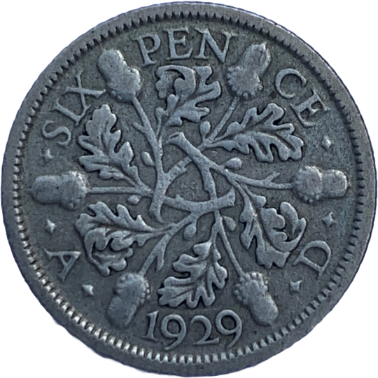 1929 George V Silver Sixpence