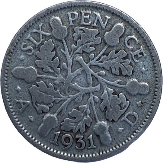 1931 George V Silver Sixpence