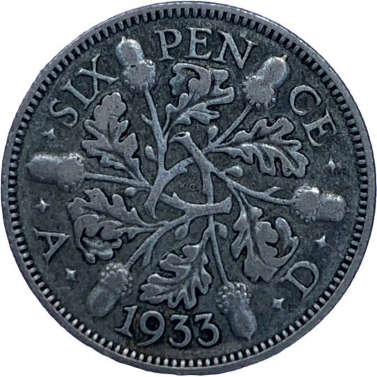 1933 George V Silver Sixpence