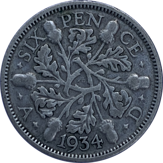 1934 George V Silver Sixpence