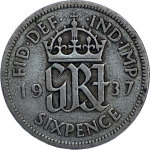 1937 George VI Silver Sixpence