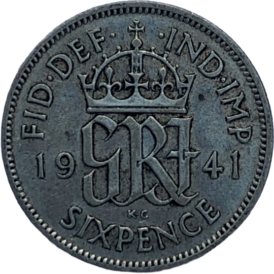 1941 George VI Silver Sixpence