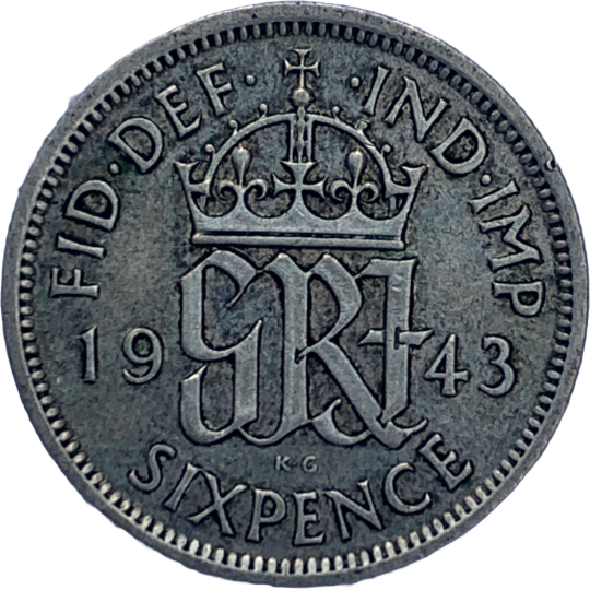 1943 George VI Silver Sixpence