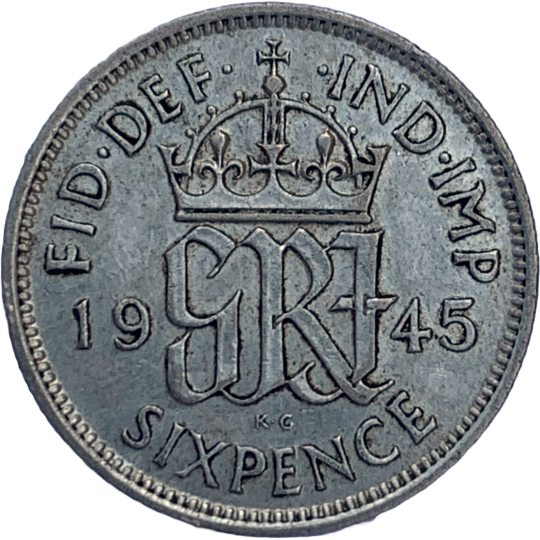 1945 George VI Silver Sixpence