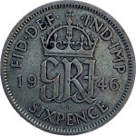 1946 George VI Silver Sixpence