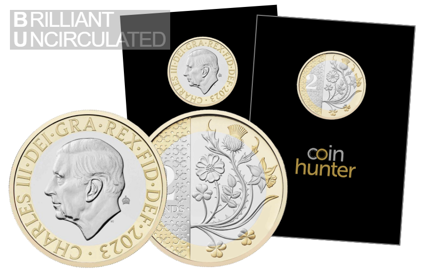 2023 National Flowers Brilliant Uncirculated £2 Coin (Crown privy mark) [Coin Hunter card]